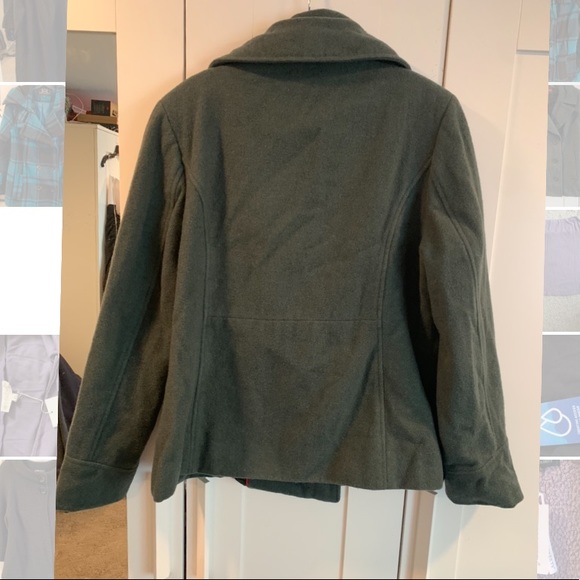 Gently Used Merona Dark Green Peacoat XL wool polyester blend - Picture 2 of 3